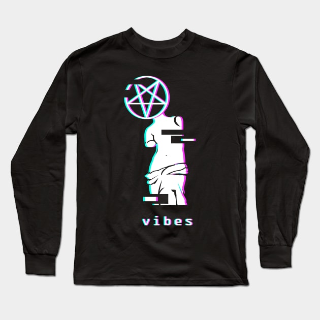 Vibes - Occult Greek Aesthetic Vaporwave Long Sleeve T-Shirt by MeatMan